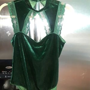 Sexy Green Velour Body suit
